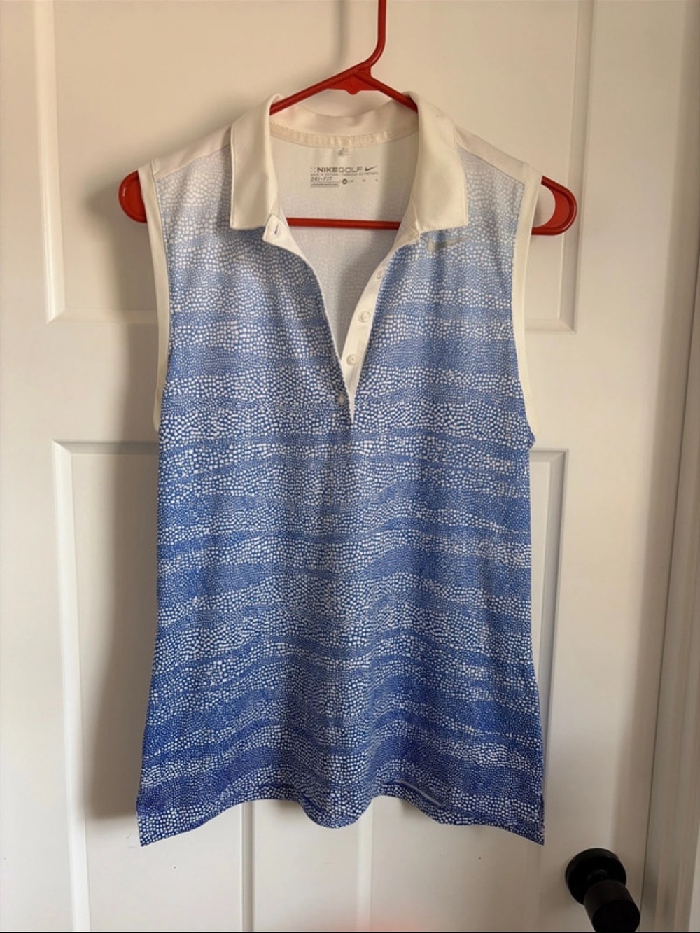 Nike Women’s White and Blue Ombre Sleeveless Polo Tank